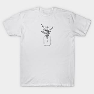 line drawing flowers T-Shirt